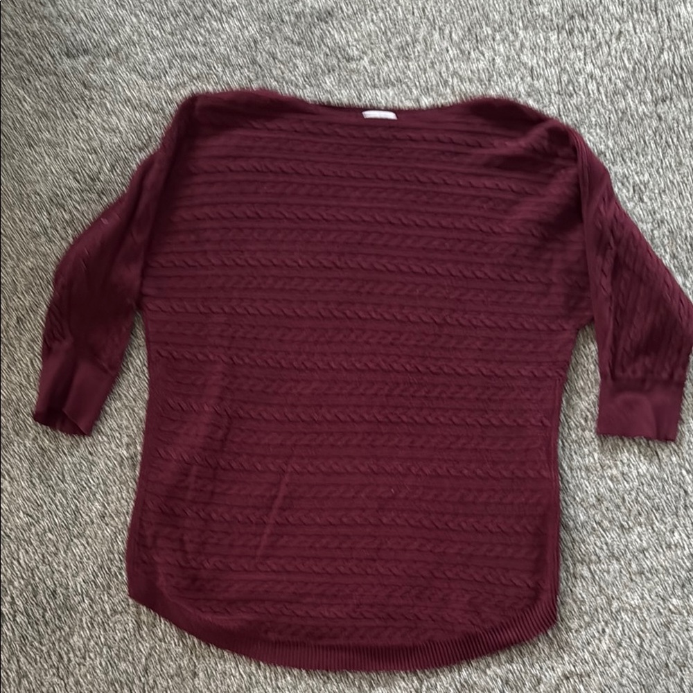 Market & Spruce Red Crew Neck Sweater Ribbed Knit Pullover
